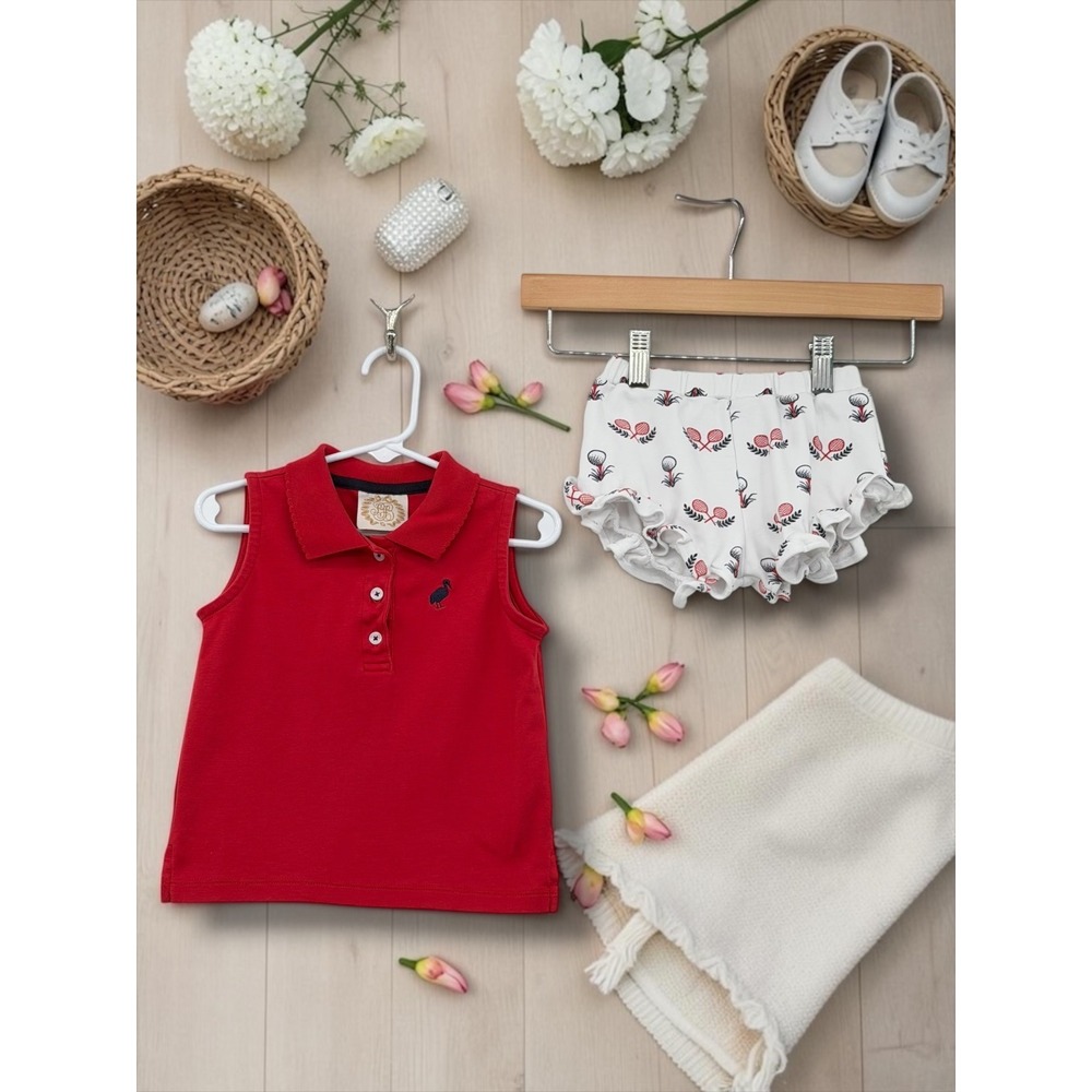 Beaufort Bonnet Company Red Pima Cotton Polo & Tennis Bloomer Set 2T
